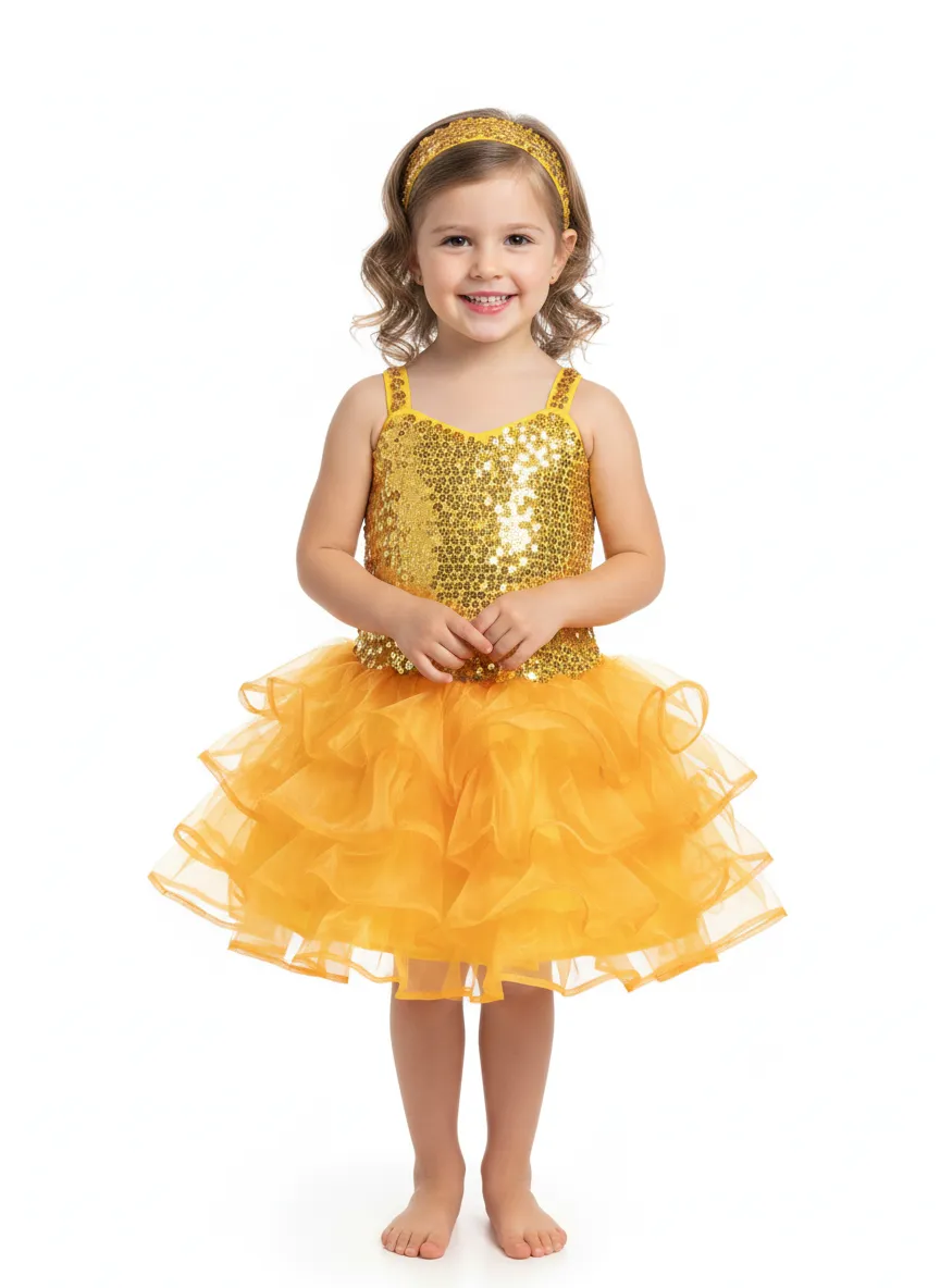 Girl's Golden Fairy Dance Costume - Golden